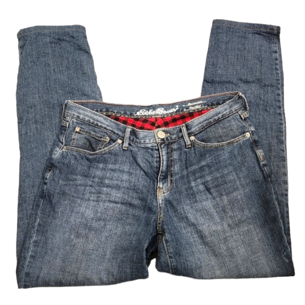 Eddie Bauer Women's Flannel Lined Boyfriend Jeans Size 8